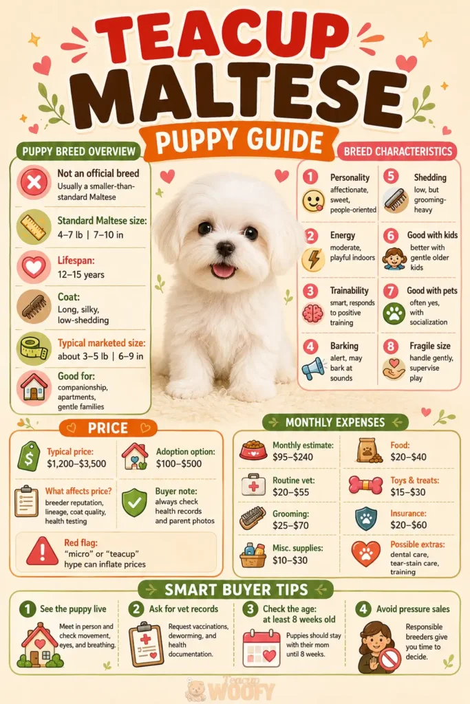 Teacup Maltese puppy guide poster