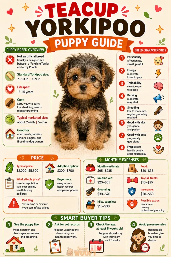 Teacup Yorkipoo puppy guide infographic